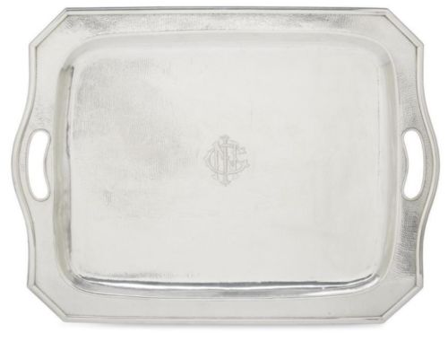 CHINESE EXPORT HAMMERED STERLING SILVER TRAY PEKING 1928