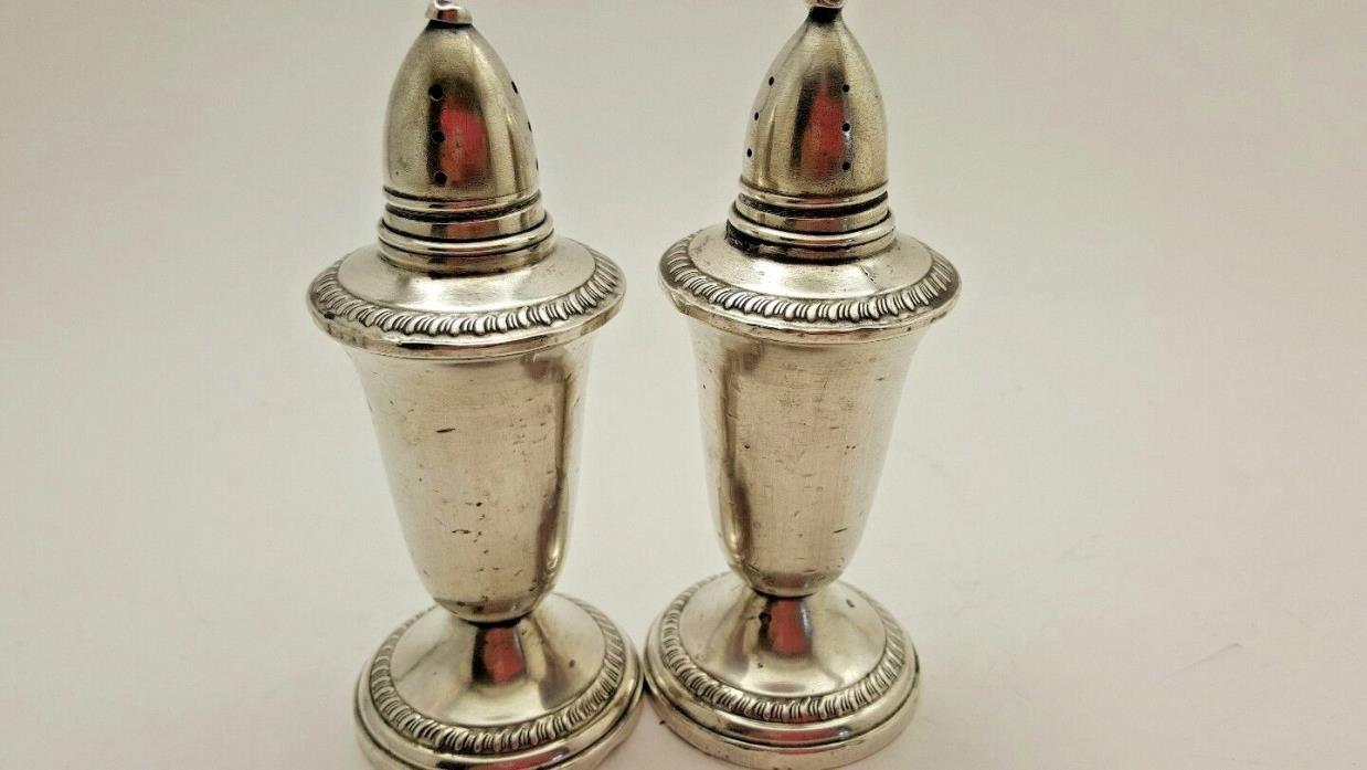Silver Salt & Pepper Shakers Crown, Weighted Vintage