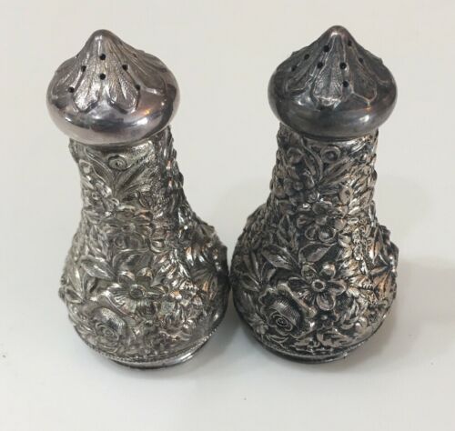 Set Of 2 - S Kirk and Son - Repousse Sterling Silver Salt & Pepper Shakers 59A