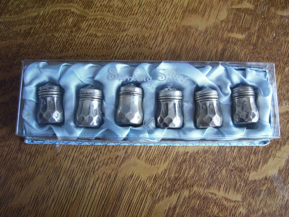 Vintage V / L Sterling Mini Salt Shakers Set In Original Box Marked MINT!!