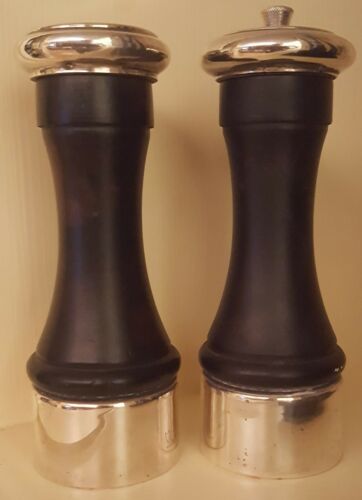 PRILL OF NEW YORK STERLING SILVER & WOOD BODY SALT AND PEPPER SHAKER