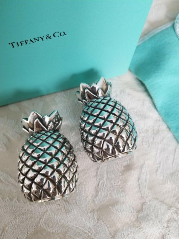 Tiffany & co sterling silver salt and pepper shakers pineapple design