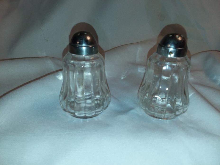 set of vintage salt-and-pepper shaker  with stainless steel tops # 3292