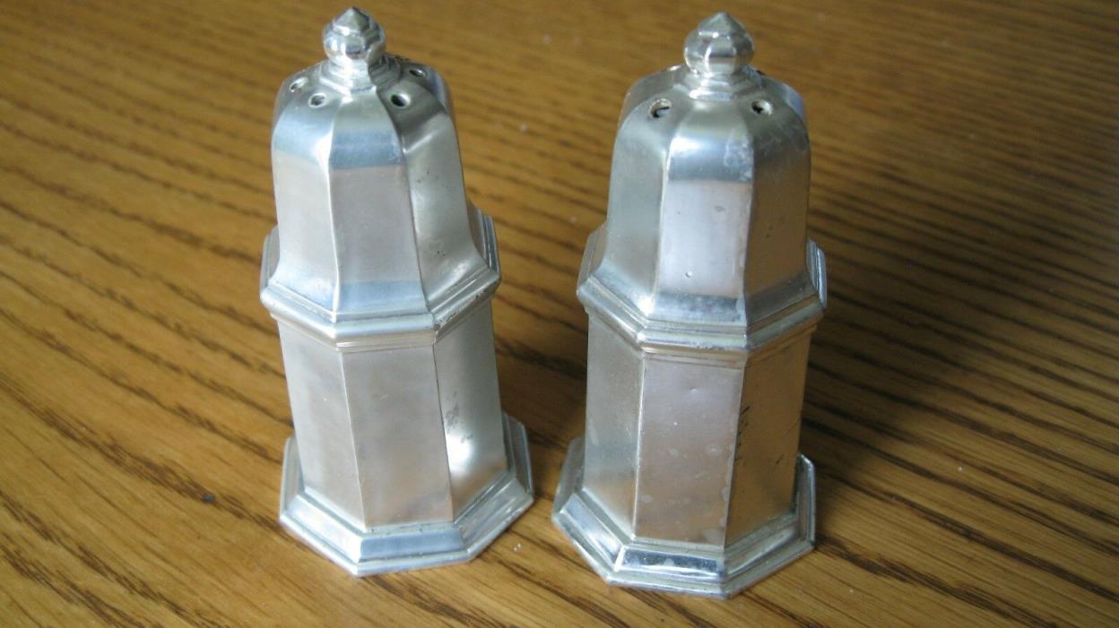 vintage antique silver salt and pepper shakers