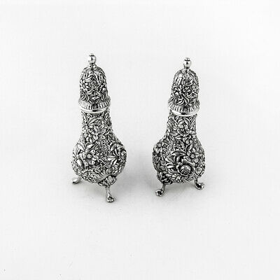 Repousse Salt and pepper Shakers Sterling Silver Kirk