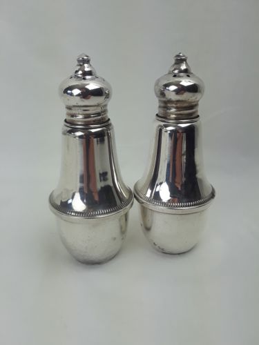 VINTAGE 1950s DUCHIN CRESTION STERLING SILVER WEIGHTED GLASS LINED SALT & PEPPER