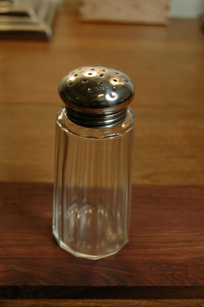 Sterling Silver and Glass hallmarked pepper shaker.