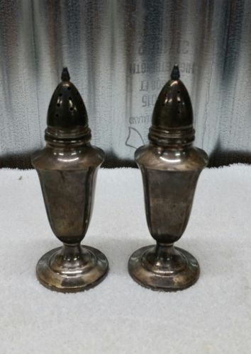 Antique MFH 849 M. FRED HIRSCH CO. Sterling Silver Salt & Pepper Shakers