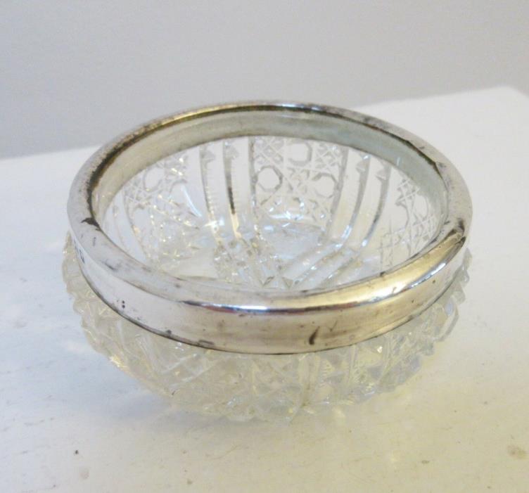Antique Cut Glass Salt Silver Collar Charles May London 1920