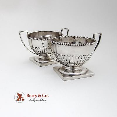 Vintage Pedestal Open Salt Dishes Pair Beaded Rims Sterling Silver