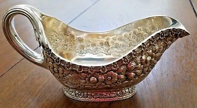 Tiffany Sterling Silver ENGLISH KING Large Gravy Sauce Boat Floral Repousse