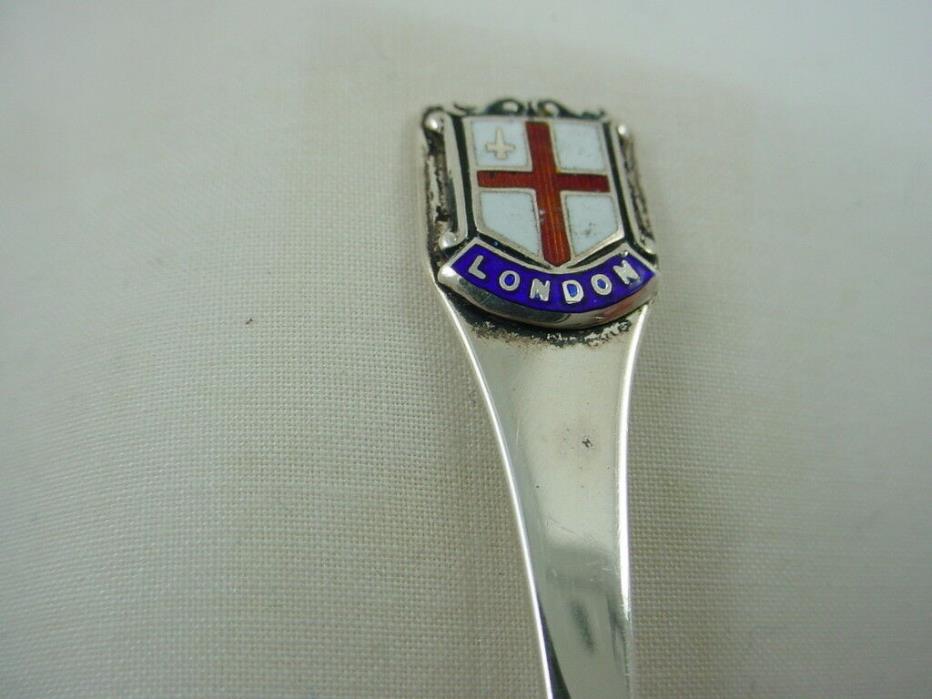 Sterling Silver LONDON Souvenir Demitasse ENAMELED  Spoon 3.75
