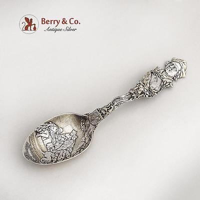 Columbus Souvenir Spoon Barcelona Court Embossed Bowl Wallace Sterling Silver