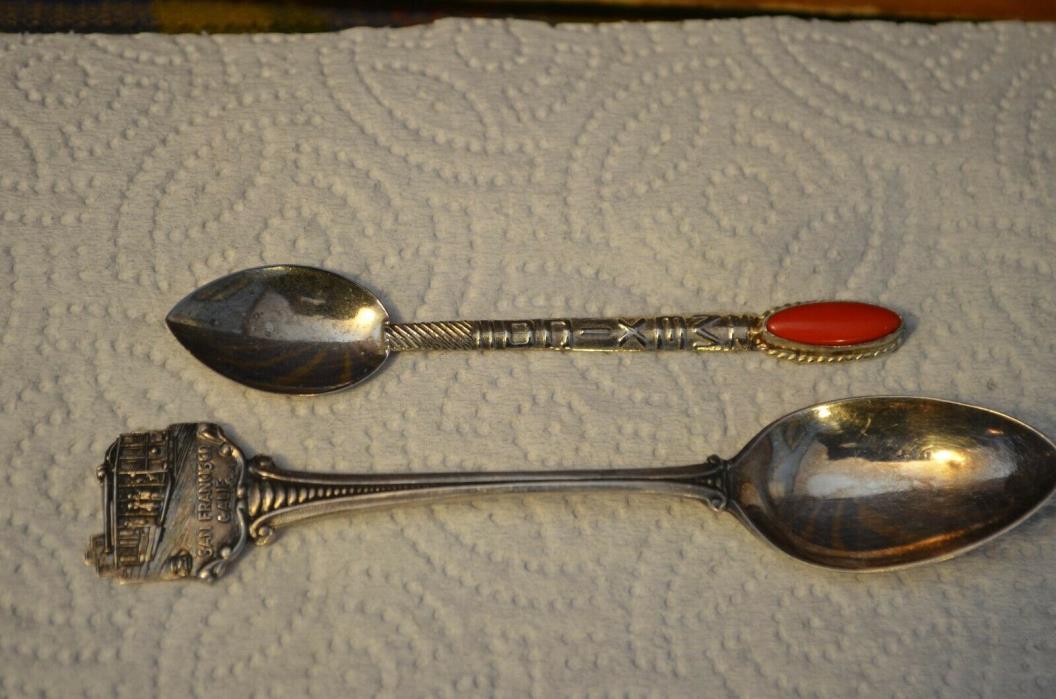 Pair of Souvenir Spoons-San Francisco, Made in Holland, ?Sterling & MEXICO Spoon