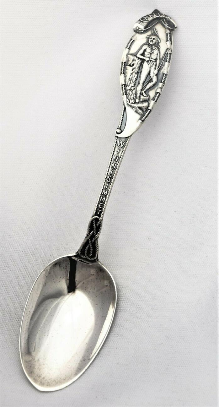 VINTAGE Addison Sterling Silver Souvenir Spoon Indian Winnisimmet Chelsea Maine