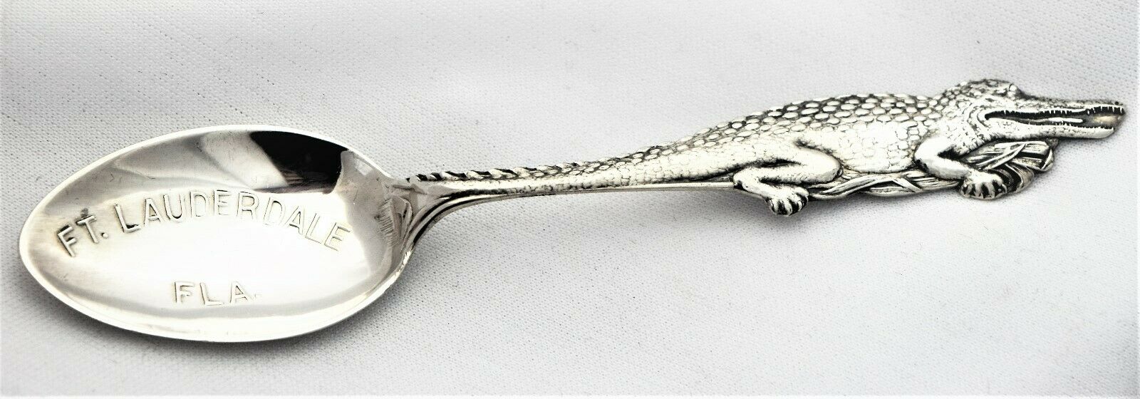 Rare VTG Ft Lauderdale Florida Alligator Handle Sterling Silver Souvenir Spoon