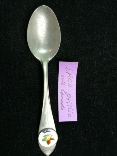 CANADA Enameled Maple Leave Vintage Sterling Silver Spoon Orillia ask4bud