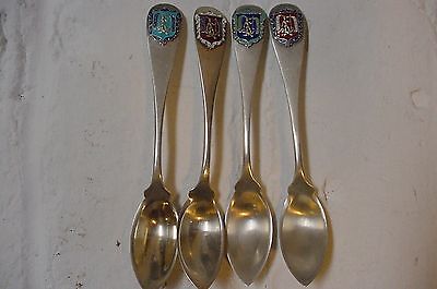 4 Sterling Durgin Grapefruit Spoons W/ Virginia Coat Of Arms Sic Semper Tyrannis