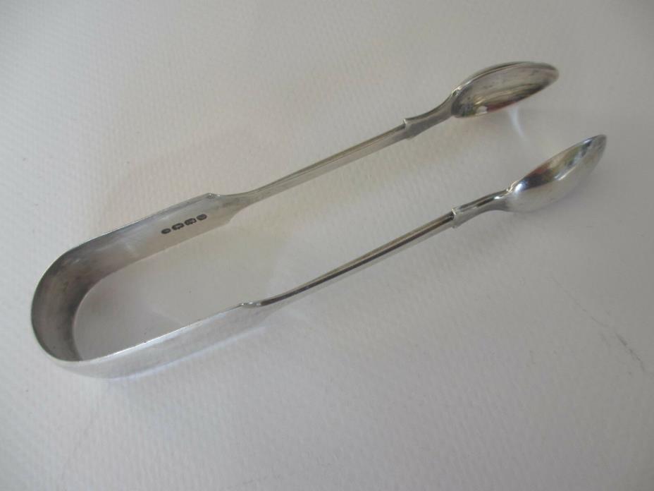 RARE PAIR OF VICTORIAN STERLING SILVER EXETER HALLMARKED JOHN STONE SUGAR TONGS