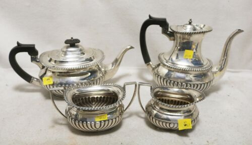 Antique Mappin Webb LTD Sterling Silver Coffee Tea Pot Service Set Cream Sugar