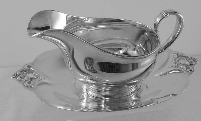 Royal Danish by International All Sterling Gravy Boat with matching underplate