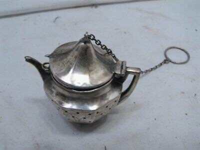 Webster Engraved Figural Teapot Shaped Sterling Tea Pot Ball Infuser Strainer