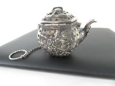 Aesthetic Arts & Crafts Sterling Silver Honey Bee Cherry Tree Ball Infuser c1905