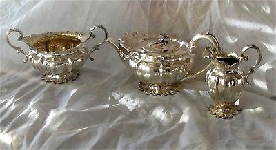 1830 English Antique Georgian Sterling Silver Tea Set Drake Family London 1697gr