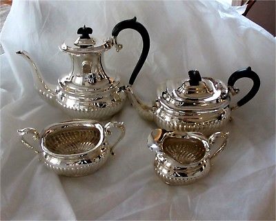 Birks sterling silver 4 pc tea coffee set George III style 62.82 Tr. Oz. 1954 gr