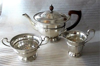 1934 English Sterling Silver Tea set GEORGE III Style Antique 586 gr. 3pc.