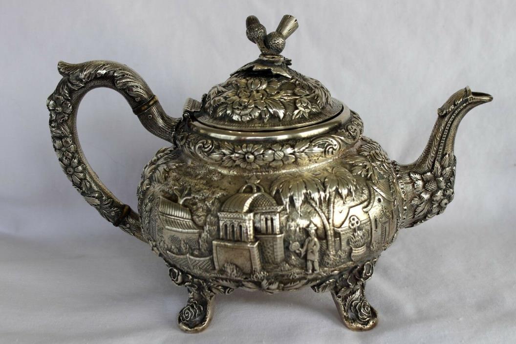 Gorgeous Sterling Silver Kirk Landscape Tea Pot