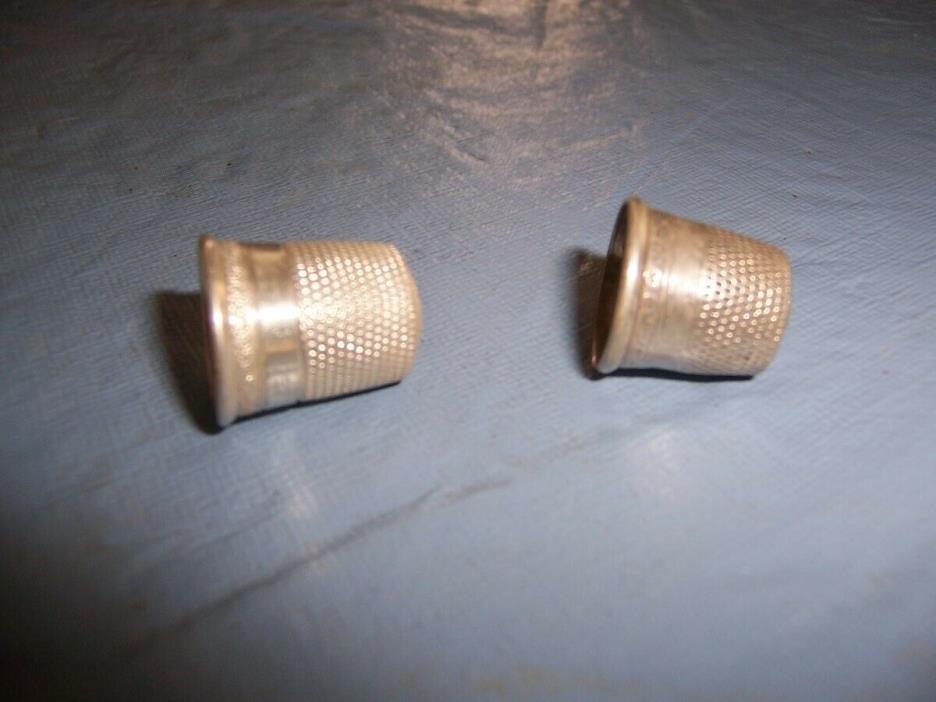 Vintage Pair of Solid Sterling Silver Thimbles