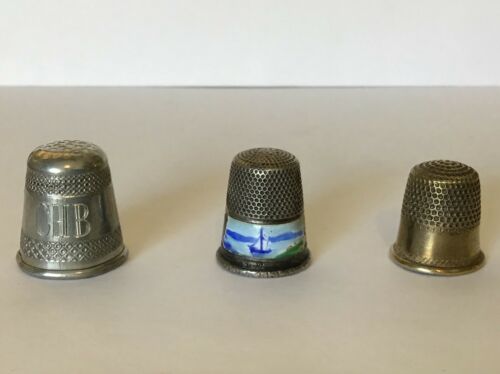 Vintage Antique Sterling Silver (and?) Thimbles - Lot Of 3