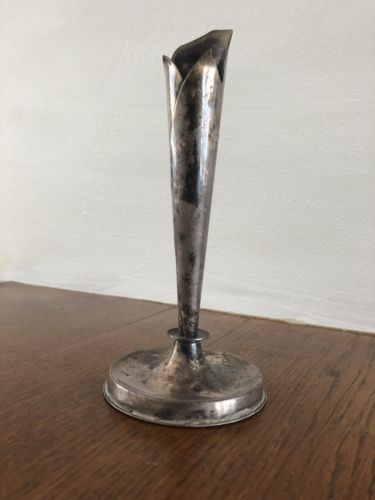 Vintage Denmark Sterling Silver Petal Art Deco Bud Vase Floral 7” Tall Elegant!