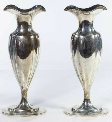 PAIR OF BLACK STARR & FROST STERLING SILVER VASES