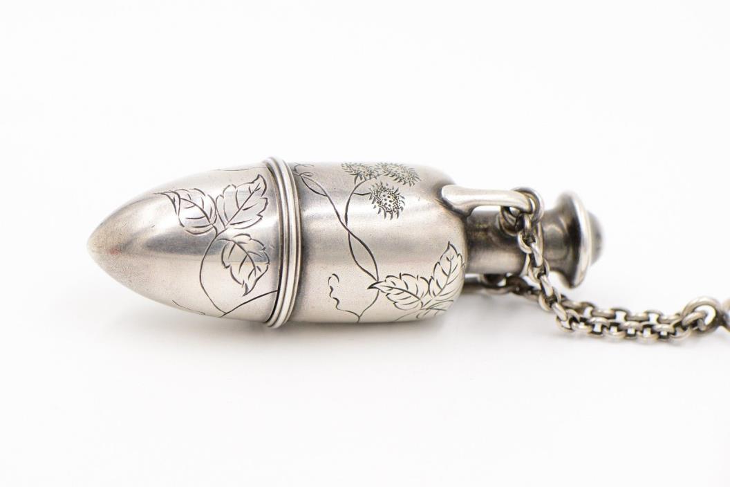 Antique Sterling Silver Tiffany & Co. Vinaigrette Bottle Chatelaine Scent Flask