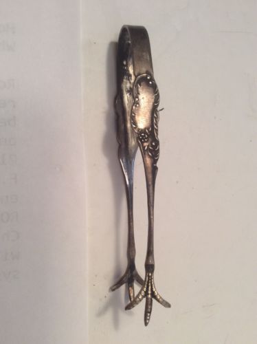 Antique Vintage Sterling Silver Sugar Cube  Tongs Claw Eagle Bird Talons