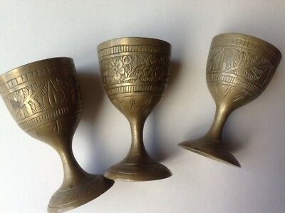 Lot of 3  Bronze  shot glasses/cups  from  early 1900's 2 1/2