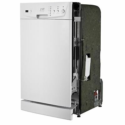 SPT Energy Star Stainless Steel White 18 Inch Built In Panel Controls Dishwasher