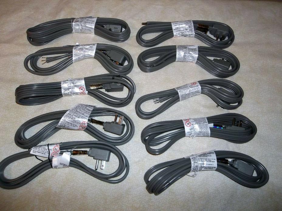 LOT OF (10) 6FT. U L CERTIFIED DISHWASHER ELECTRICAL POWER CORDS #G49584796