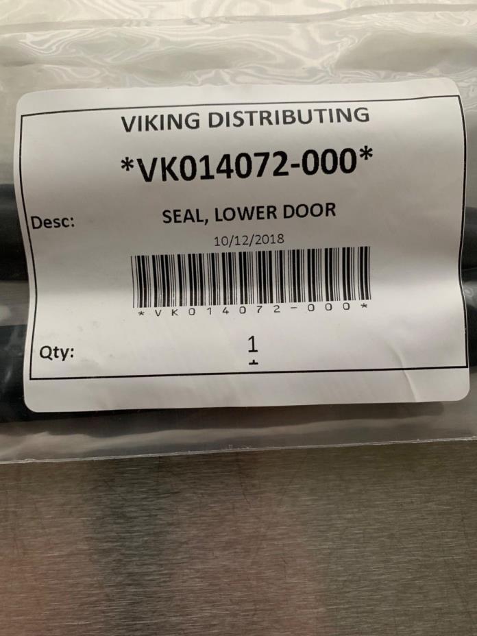 Viking Dishwasher Lower Door Seal Part # VK014072-000 new unopened package