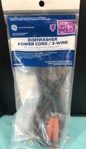 New Dishwasher Power Cord. 3-Wire Universal 5.4’ GE WX09X70910 (D)