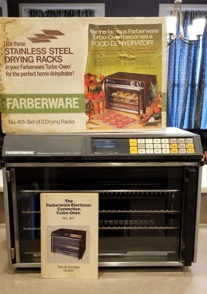 Vintage Farberware Convection Turbo Oven #467 Counter Top Broiler + drying racks