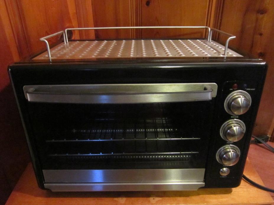 Food Network Black Countertop Convection Oven w/ Warming Rack 21x14x13 Works EUC