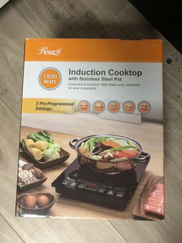 Rosewill Induction Cooker 1800 Watt Induction Cooktop with Stainless Steel Pot