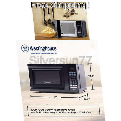 Westinghouse WCM770B 700 Watt Counter Top Microwave Oven, 0.7 Cubic Feet, Bla...