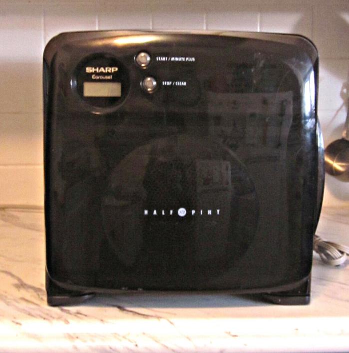 Sharp Carousel Half Pint Cube Shaped Microwave Oven R120DK Black Works Clean