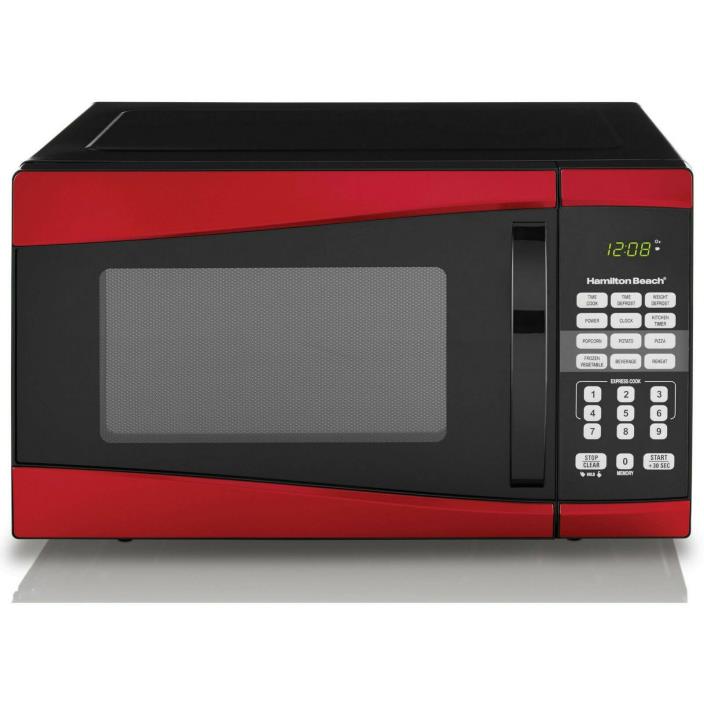 Hamilton Beach 0.9 Cu.Ft 900W Countertop Digital Microwave Red Kitchen Timer
