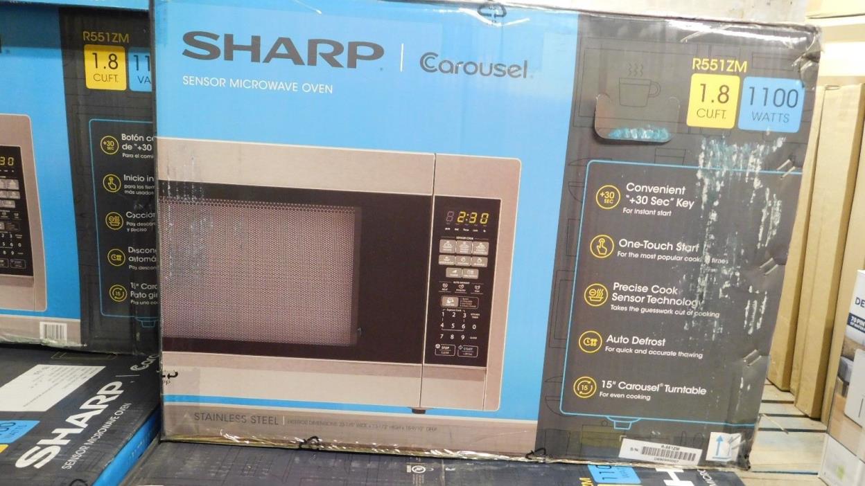 Sharp - 1.8 Cu. Ft. Full-Size Microwave - Stainless steel Model: R-551ZM