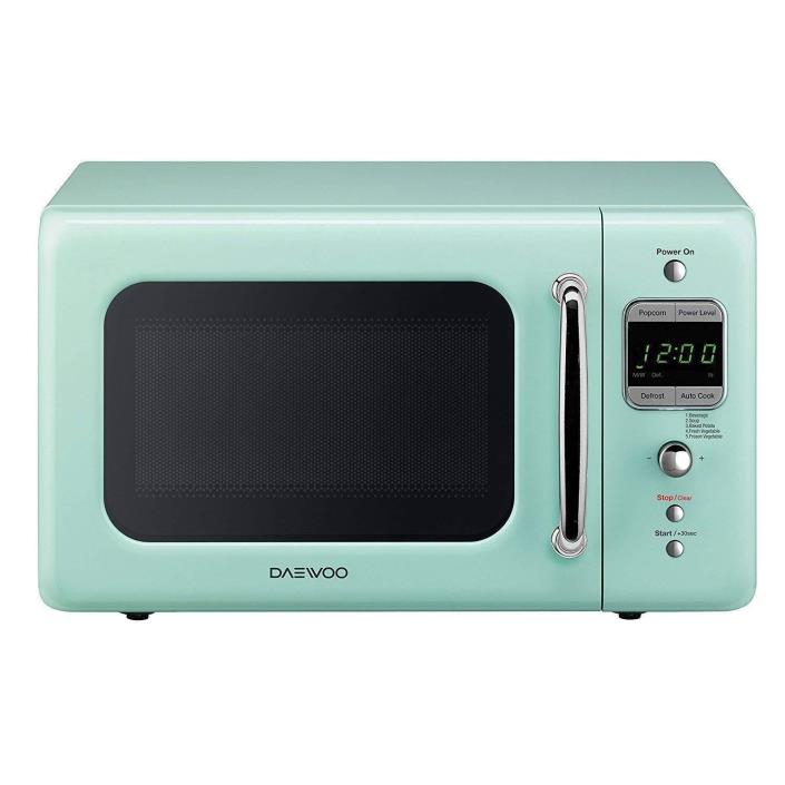 Daewoo KOR-7LREM Retro Countertop Microwave Oven 0.7 Cu. Ft, 700W | Mint Green
